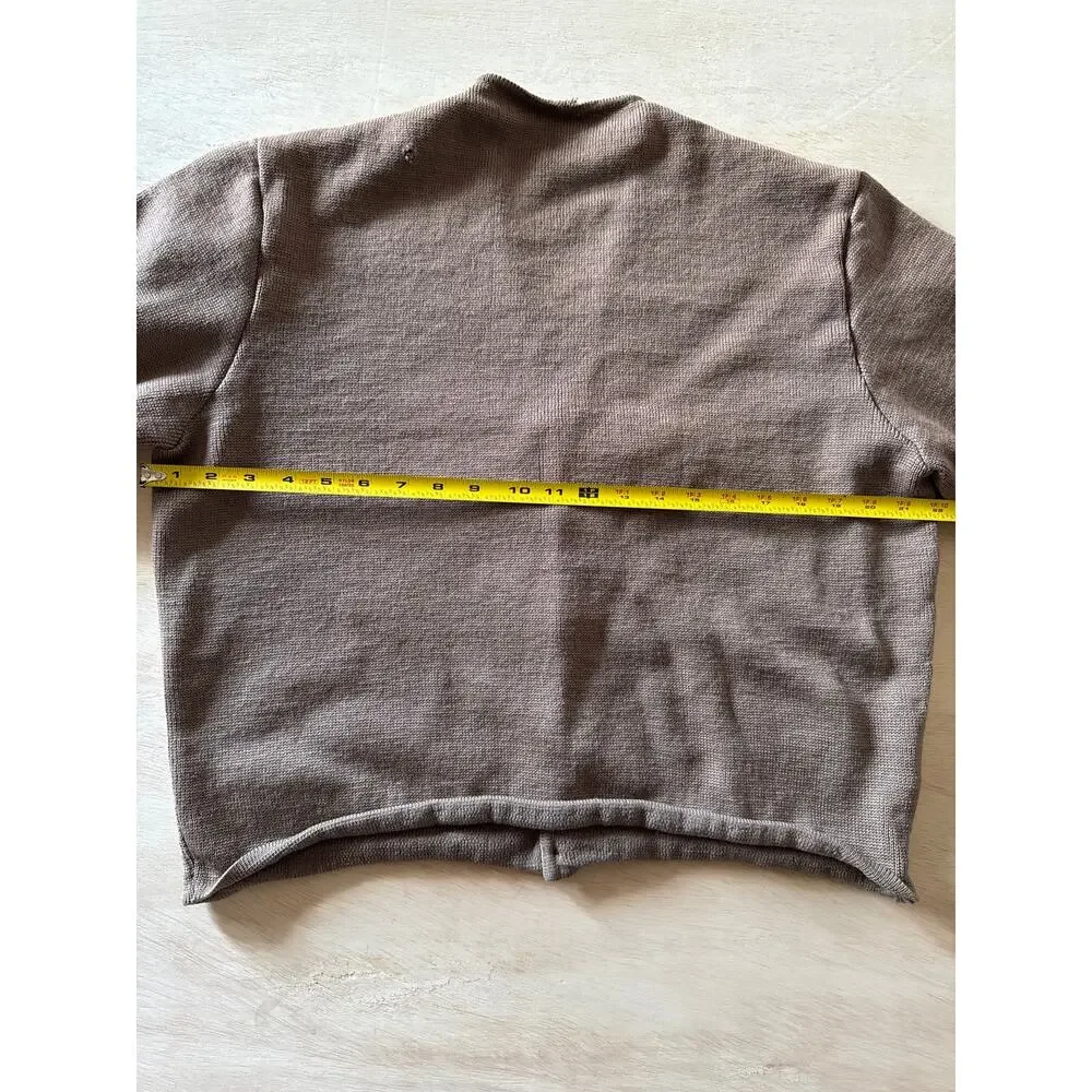 Vintage 70s Bosa Milicevic Yugoslavia Brown Knit Cardigan Wood Buttons L